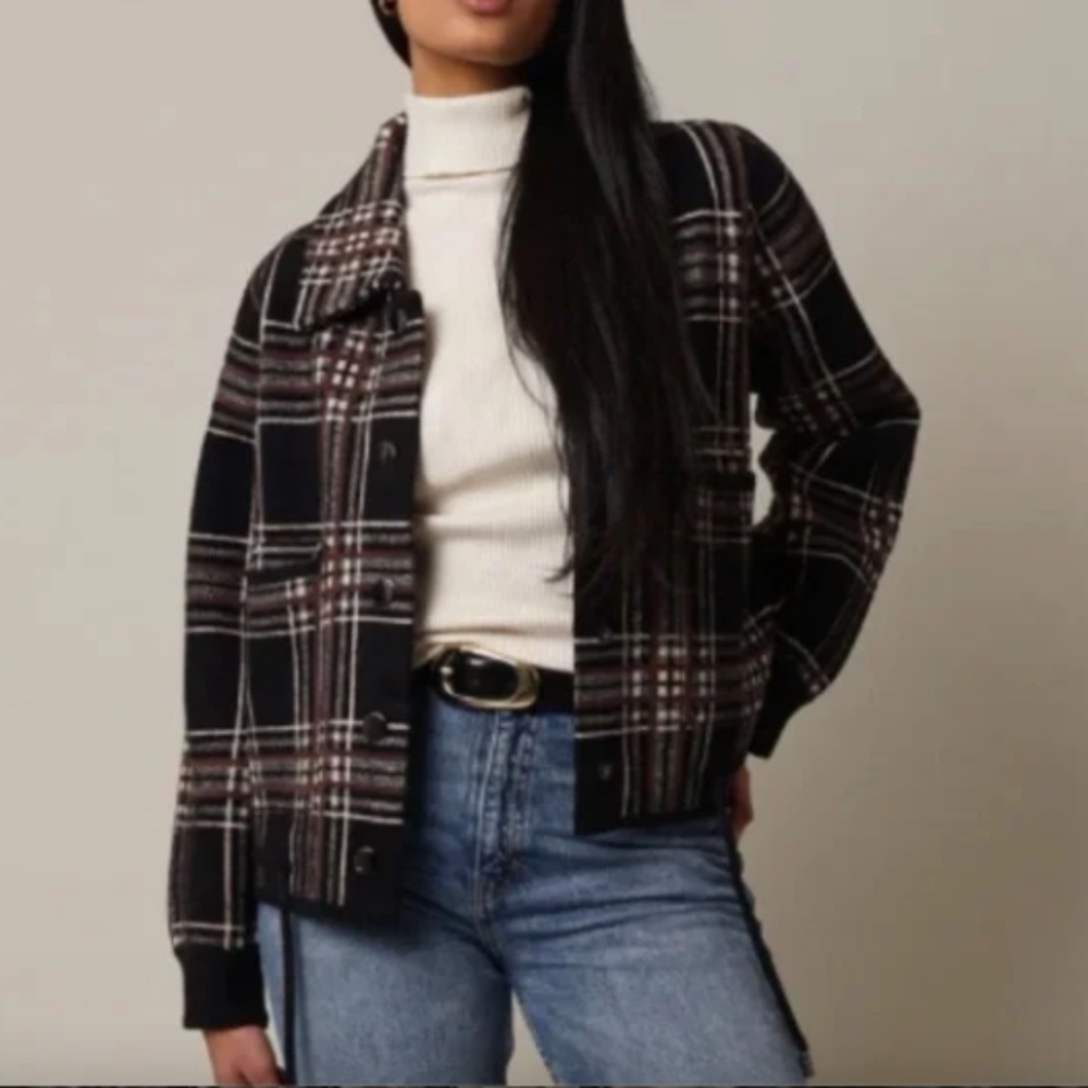Cyrus Plaid Bomber Jacket Brown Black XS | Lightweight Layer